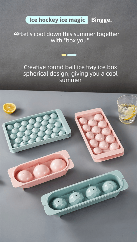 2 PCS Large Diamond Ice Cube Trays with Lids 4 Cavity Geometric Sphere Ice Ball Maker Mould Stackable Hard Plastic for Whiskey Cocktails Pink - RnR Galore