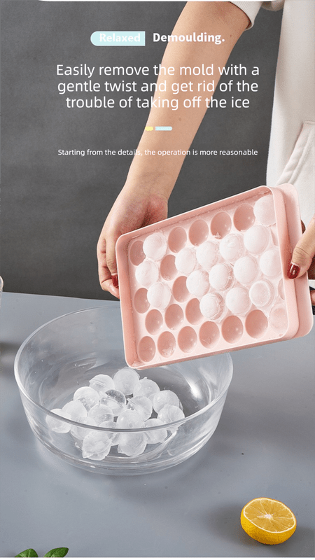2 PCS Large Diamond Ice Cube Trays with Lids 4 Cavity Geometric Sphere Ice Ball Maker Mould Stackable Hard Plastic for Whiskey Cocktails Pink - RnR Galore