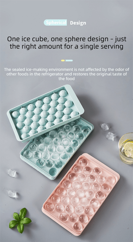 2 PCS Large Round Ice Cube Trays with Lids 3 Cavity Sphere Ice Ball Maker Mould Stackable Hard Plastic Slow Melting for Whiskey Cocktails Blue - RnR Galore