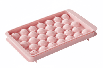2 PCS Round Ice Cube Trays with Lids 33 Cavity Sphere Ice Ball Maker Mould Stackable Hard Plastic Easy Release for Cocktails Whiskey Pink - RnR Galore