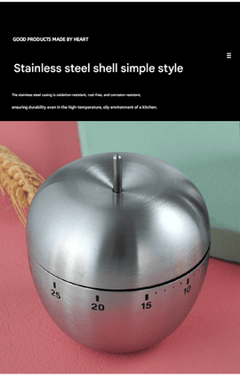 2 - piece Apple and Egg Shape Stainless Steel Kitchen Timer Mechanical Cooking Timer - Wind - Up 60 Minute Countdown Timer - Loud Ring 72dB Baking Tool with Non - Slip Base - Battery - Free Analog Timer for Home Office - RnR Galore