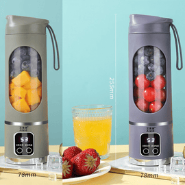 2 - piece Purple and Green 7.4V Portable Blender Smoothie Maker 450ml Wireless Rechargeable Juicer Cup with 12 - Blade Stainless Steel Cutter, LED Digital Display, USB Charging Personal Blender for Travel Gym Office Home - RnR Galore