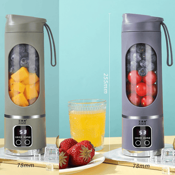 2 - piece Purple and Green 7.4V Portable Blender Smoothie Maker 450ml Wireless Rechargeable Juicer Cup with 12 - Blade Stainless Steel Cutter, LED Digital Display, USB Charging Personal Blender for Travel Gym Office Home - RnR Galore
