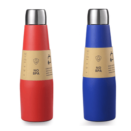 2 - piece Red and Blue Premium 304 Stainless Steel Vacuum Insulated Water Bottle - 532ml Large Capacity Sports Flask with 12 - 24 Hour Thermal Retention, Leak - Proof Portable Travel Mug for Gym, Office, Car and Outdoor Activities - RnR Galore