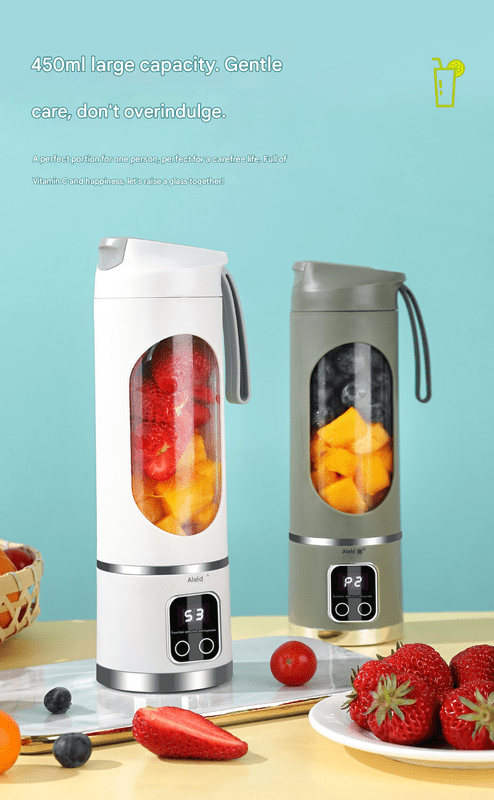 2 - piece White and Green 7.4V Portable Blender Smoothie Maker 450ml Wireless Rechargeable Juicer Cup with 12 - Blade Stainless Steel Cutter, LED Digital Display, USB Charging Personal Blender for Travel Gym Office Home - RnR Galore