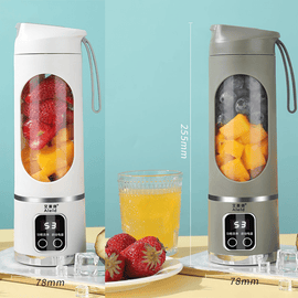 2 - piece White and Green 7.4V Portable Blender Smoothie Maker 450ml Wireless Rechargeable Juicer Cup with 12 - Blade Stainless Steel Cutter, LED Digital Display, USB Charging Personal Blender for Travel Gym Office Home - RnR Galore