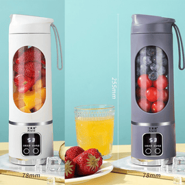2 - piece White and Purple 7.4V Portable Blender Smoothie Maker 450ml Wireless Rechargeable Juicer Cup with 12 - Blade Stainless Steel Cutter, LED Digital Display, USB Charging Personal Blender for Travel Gym Office Home - RnR Galore