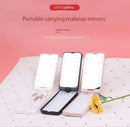 2 - Piece White Portable LED Makeup Mirror with Brush - Foldable, Rotatable, and Rechargeable Travel Vanity Mirror - RnR Galore