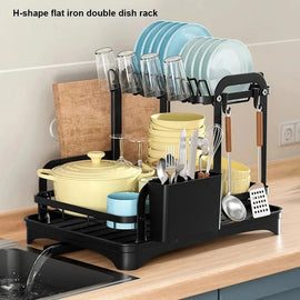 2 Tier Dish Drainer Rack with Drain Basket - RnR Galore