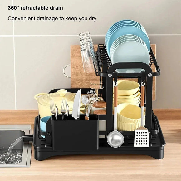 2 Tier Dish Drainer Rack with Drain Basket - RnR Galore