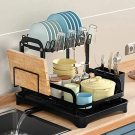 2 Tier Dish Drainer Rack with Drain Basket - RnR Galore