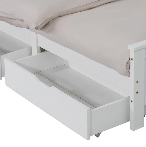 2 x Wooden Bed Frame Storage Trundle Drawers - White - RnR Galore