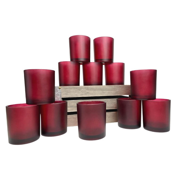 20 Pack Red Frosted Glass Votive Tealight Candle Holders Valentines Day Xmas Wedding Decor Glass Candlestick Party Decorations Bridal Baby Shower Event - RnR Galore