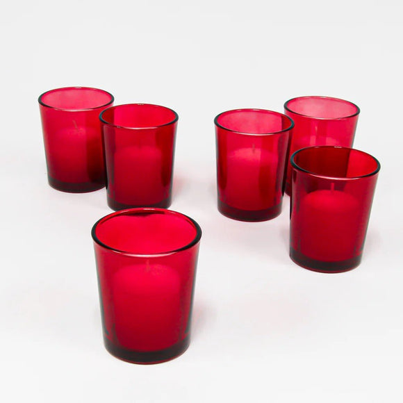 20 Pack Red Glass Votive Tealight Candle Holders House Party Centerpiece Xmas Wedding Decor Glass Candlestick Party Decorations Bridal Valentines Event - RnR Galore
