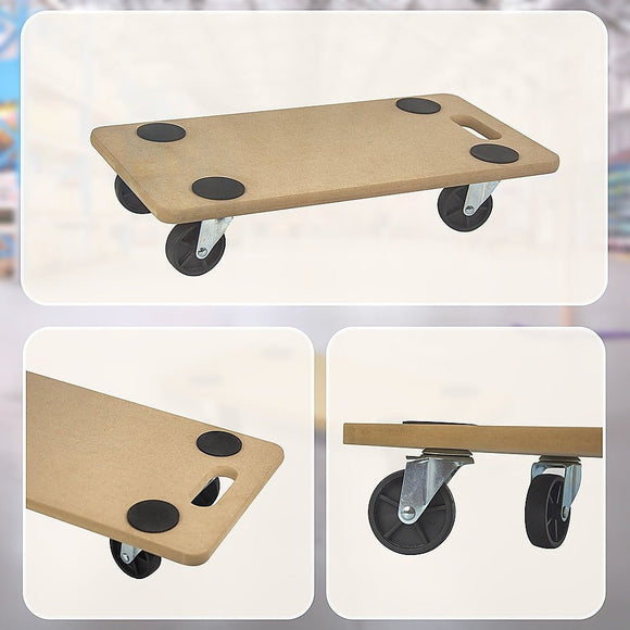 200kg Heavy Duty Hand Dolly Furniture Wooden Trolley Cart Moving Platform Mover - RnR Galore