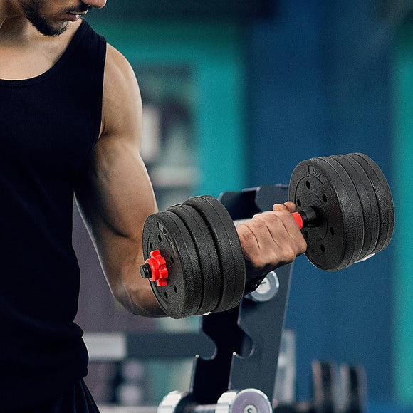 20kg Adjustable Rubber Dumbbell Set Barbell Home GYM Exercise Weights - RnR Galore