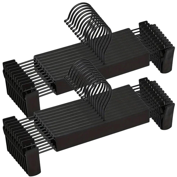 20pcs Black Plastic Pants Hanger Trousers Clips Durable Non Slip Clothes Hanger - RnR Galore