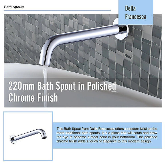 220mm Bath Spout in Polished Chrome Finish - RnR Galore