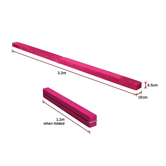 2.2m Gymnastics Folding Balance Beam Pink Synthetic Suede - RnR Galore