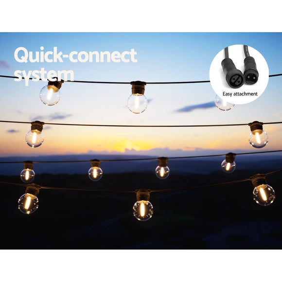 23m Solar Festoon Lights Outdoor LED String Light Xmas Wedding Garden Party - RnR Galore