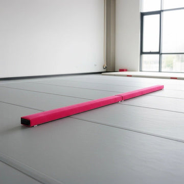 2.4m (8FT) Gymnastics Folding Balance Beam Pink Synthetic Suede - RnR Galore