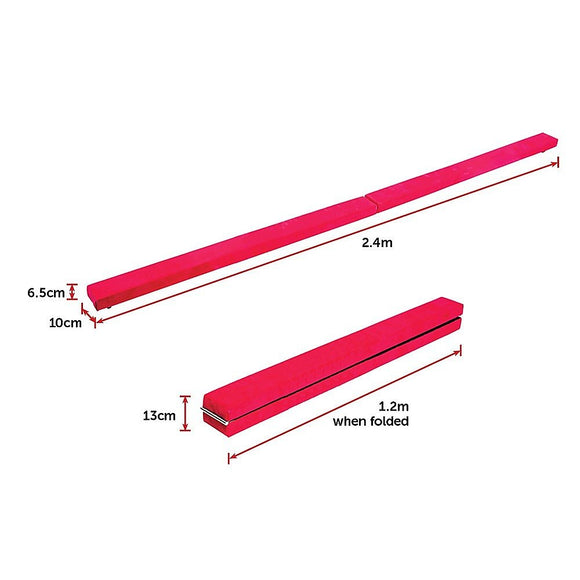 2.4m (8FT) Gymnastics Folding Balance Beam Pink Synthetic Suede - RnR Galore