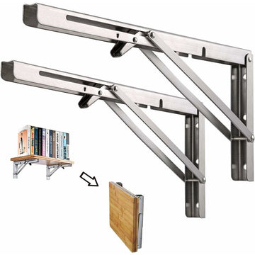 250Mm Folding Wall Shelf, 2 pcs Stainless Steel Folding Bracket, Garage Shelf Support Frame, Heavy Duty Bracket For - RnR Galore