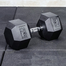 25KG Commercial Rubber Hex Dumbbell Gym Weight - RnR Galore
