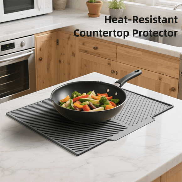2PC Grey Multi - Use Drain Mat (37x27 cm) – Non - Slip Heat Protection for Dish Drying & Prep - RnR Galore