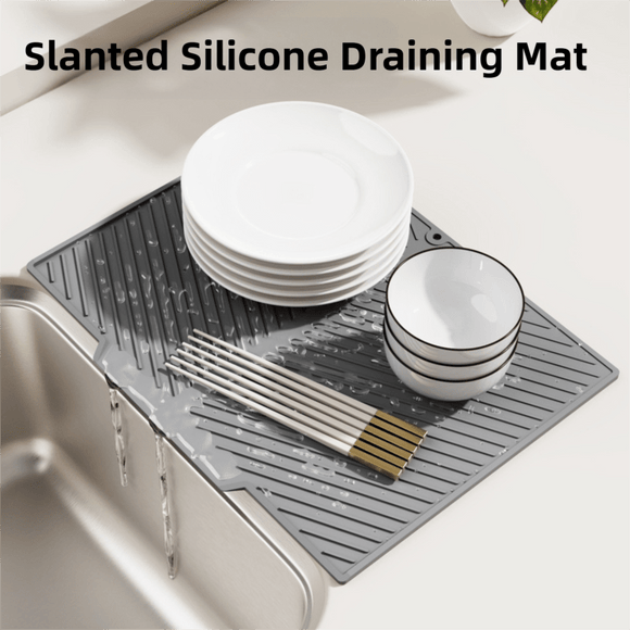 2PC Grey Multi - Use Drain Mat (37x27 cm) – Non - Slip Heat Protection for Dish Drying & Prep - RnR Galore
