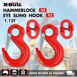2X 6mm Hammerlock+ Eye Sling Hook Safety Chain Caravan Trailer connecting Extend - RnR Galore