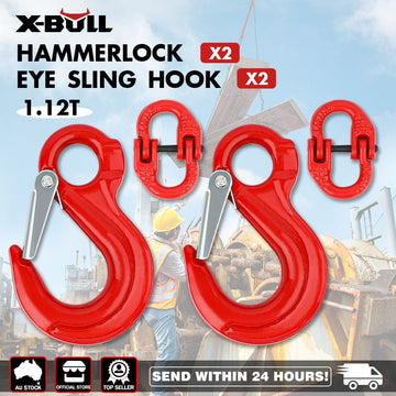 2X 6mm Hammerlock+ Eye Sling Hook Safety Chain Caravan Trailer connecting Extend - RnR Galore