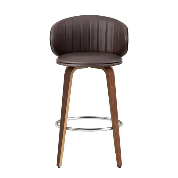 2x Artiss Bar Stools Dining Chairs Contoured Leather Wood Stool - RnR Galore