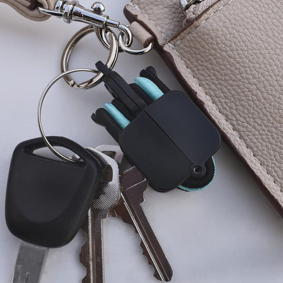 3 - PCS Black Portable Hair Tie Organizer Keychain Compact Hair Accessories Holder with Clip for Travel School Bag and Purse - RnR Galore