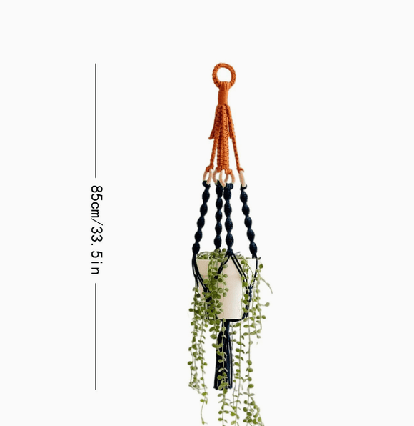 3 pcs Handwoven Plant Hanger - Cotton Rope Hanging Planter with Wooden Rings - RnR Galore