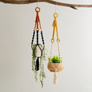 3 pcs Handwoven Plant Hanger - Cotton Rope Hanging Planter with Wooden Rings - RnR Galore