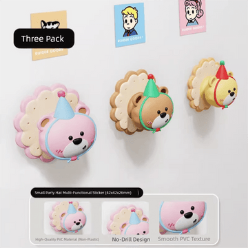 3 Pcs (Pink + Brown + Yellow) Adorable Bear Wall Protector - Multi - Use Self - Adhesive Door Stopper Bumper - RnR Galore