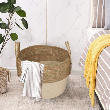 3 Piece Cotton Rope Stripe Carry Handles Storage Baskets Set - RnR Galore