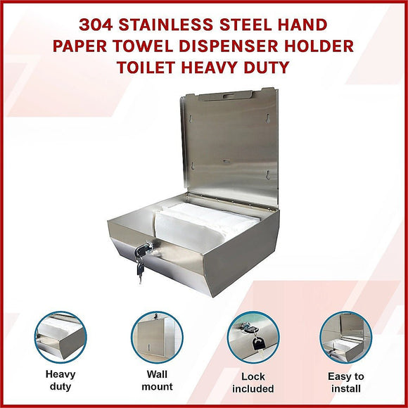 304 Stainless Steel Hand Paper Towel Dispenser Holder Toilet Heavy Duty - RnR Galore