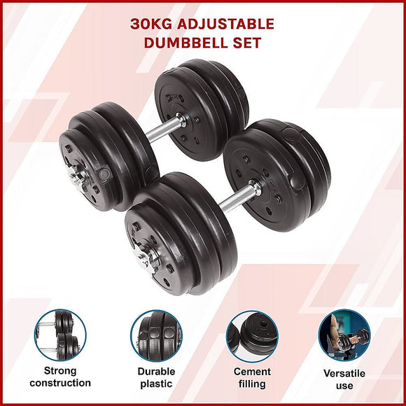 30KG Adjustable Dumbbell Set – Home Gym Weights for Strength & Fitness Training - RnR Galore