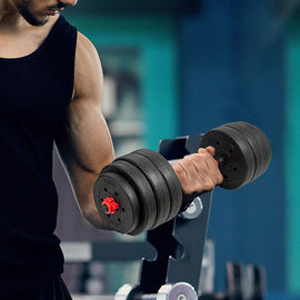 30kg Adjustable Rubber Dumbbell Set Barbell Home GYM Exercise Weights - RnR Galore