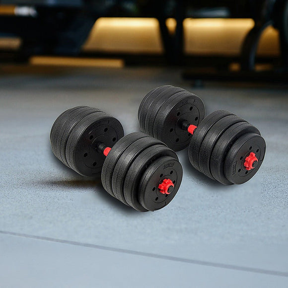 30kg Adjustable Rubber Dumbbell Set Barbell Home GYM Exercise Weights - RnR Galore