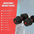 30kg Adjustable Rubber Dumbbell Set Barbell Home GYM Exercise Weights - RnR Galore