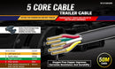 30M x 5 Core Wire Cable Trailer Cable Automotive Boat Caravan Truck Coil V90 PVC - RnR Galore
