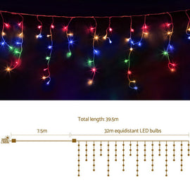 32M Christmas Lights Icicle Light 960 LED Multi - coloured Jingle Jollys - RnR Galore