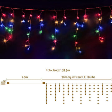 32M Christmas Lights Icicle Light 960 LED Multi - coloured Jingle Jollys - RnR Galore