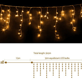 32M Christmas Lights Icicle Light 960 LED Warm White Jingle Jollys - RnR Galore