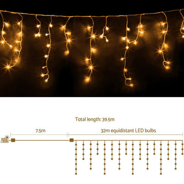32M Christmas Lights Icicle Light 960 LED Warm White Jingle Jollys - RnR Galore
