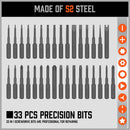 33 PC PRECISION SCREWDRIVER SET BITS PHILIP FLAT SLOTTED TORX HEX ELECTRONIC FIX - RnR Galore