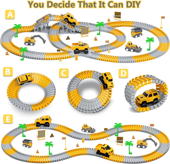 343 track - building sets, track - course - STEM learning toys, construction vehicles (concrete mixers, dump trucks), Track - birthday/Christmas gifts for boys - Developing motor skills and creativity - Compatible with the major - RnR Galore